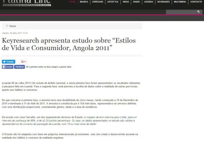 Keyresearch Angola - Platina Line - Estudo ALC
