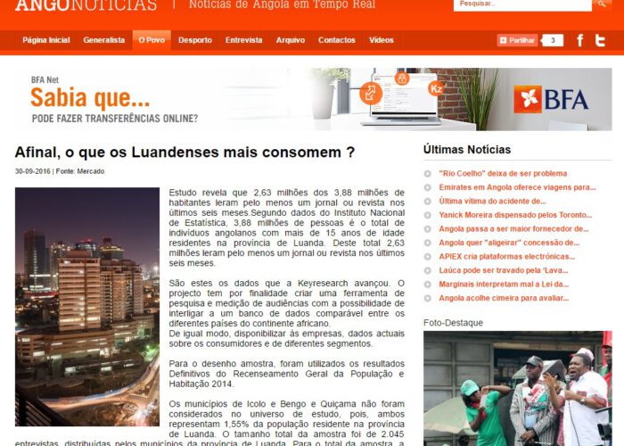 Keyresearch Angola - Angonoticias - Estudo Audiências
